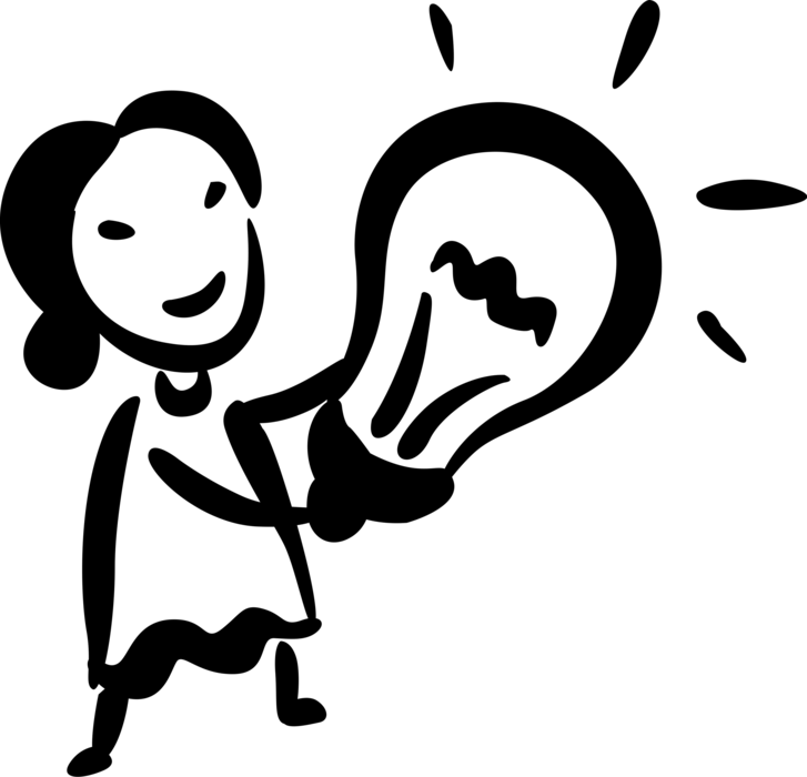 Image Png Bright Ideas Light Bulb Woman - Bright Idea Vector Black And White, Transparent Png PNG with transparent background