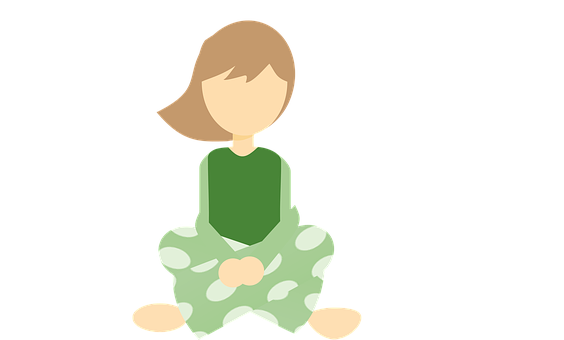 Cartoon Girl Meditating Vector