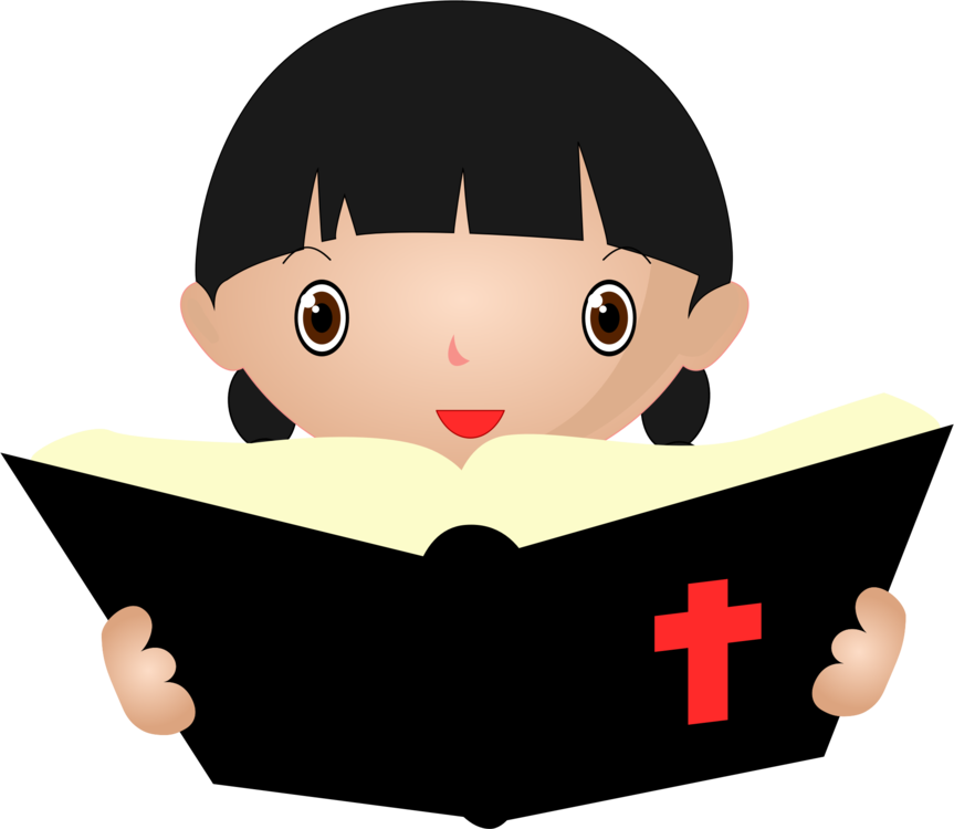 Cartoon Girl Reading Bible