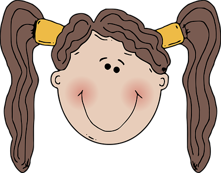 Cartoon Girl Smiling Face