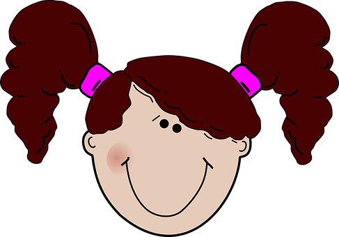 Cartoon Girl Smiling Face Graphic