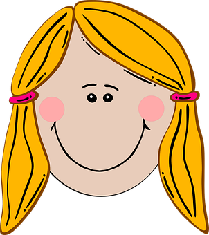 Cartoon Girl Smiling Face Graphic PNG with transparent background