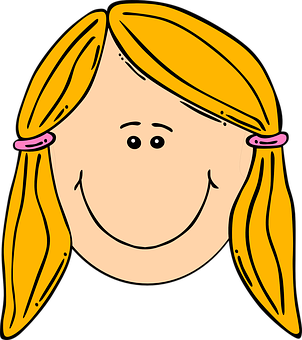 Cartoon Girl Smiling Face