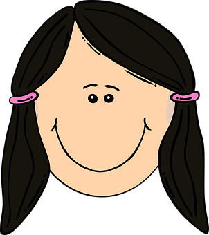 Cartoon Girl Smiling Face