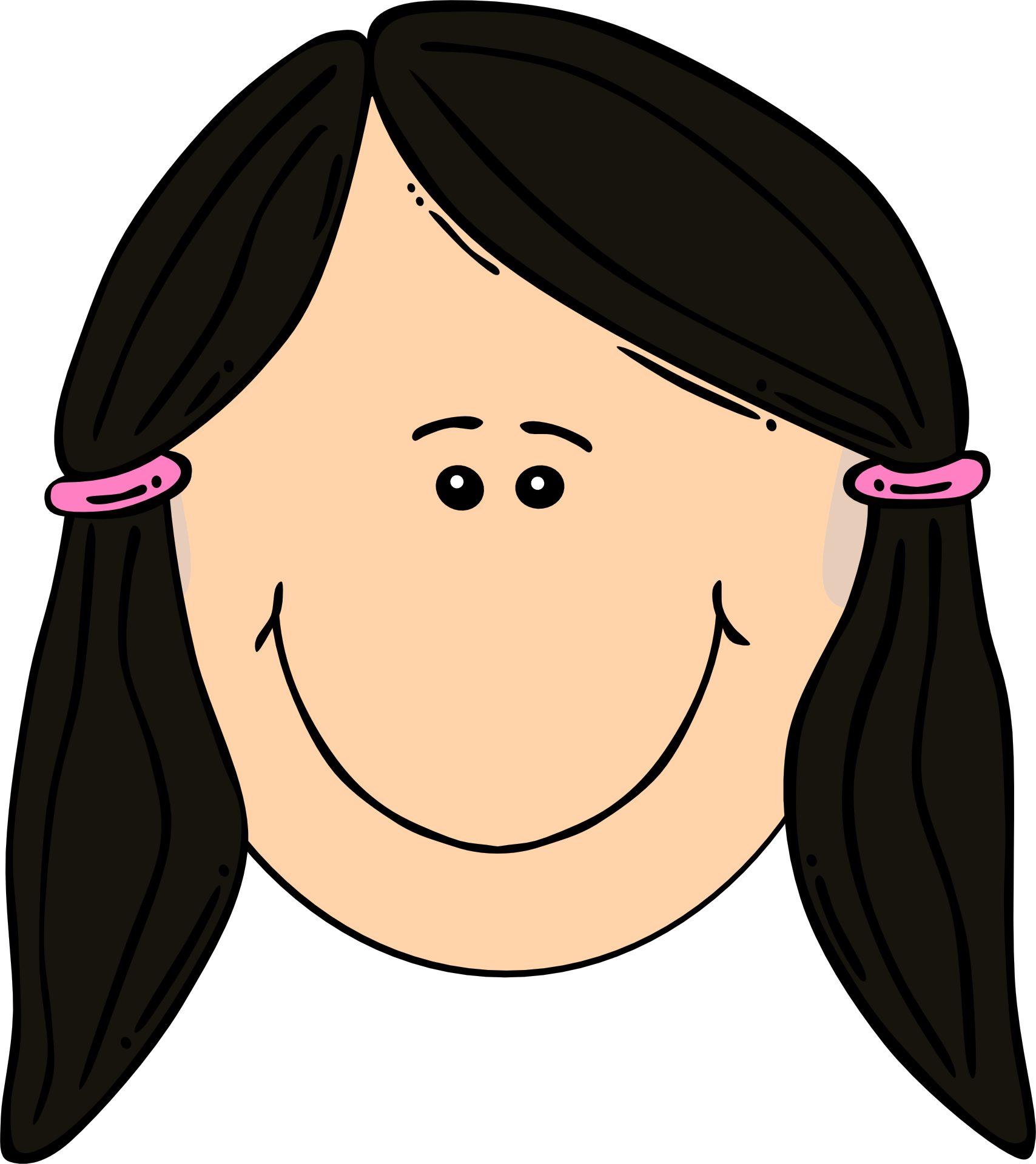 Cartoon Girl Smiling With Pigtails.png