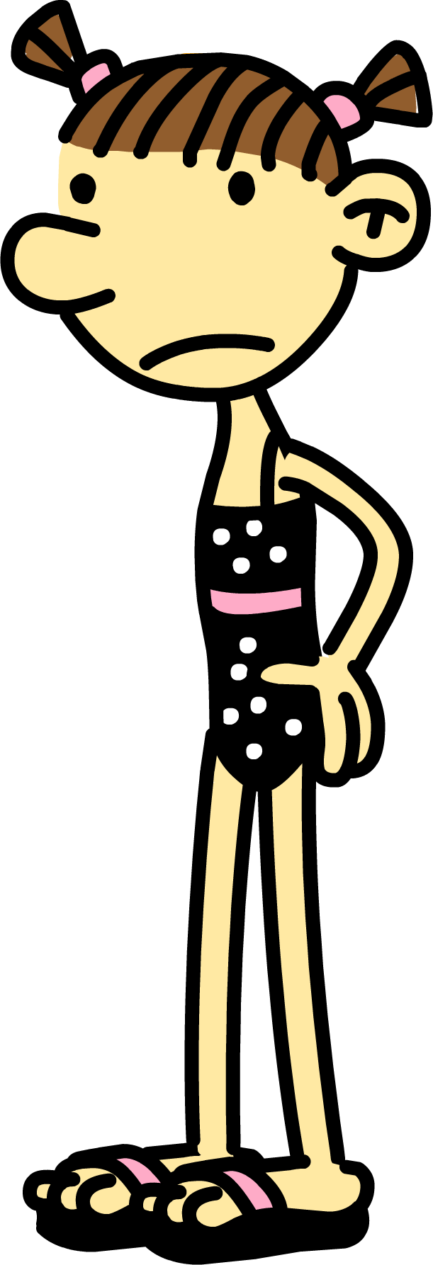 Cartoon Girl Standing Handson Hips