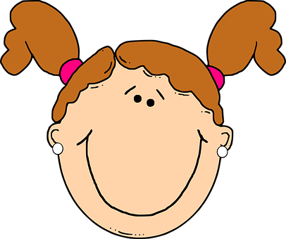 Cartoon Girl Upside Down Smile