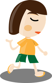 Cartoon Girl Walking PNG with transparent background