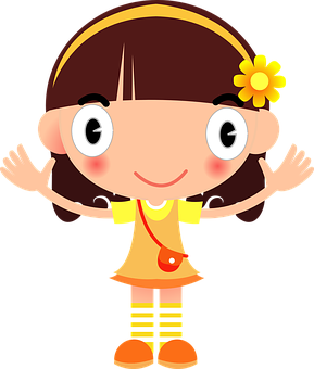 Cartoon Girl Waving Hello