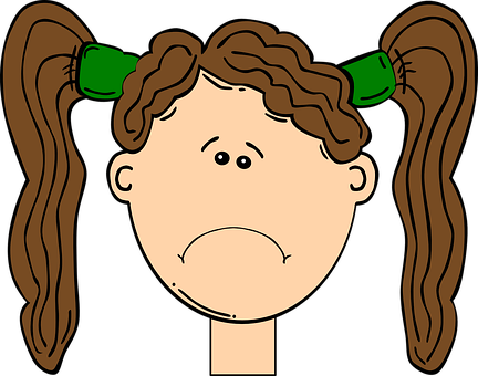 Cartoon Girl With Brown Pigtails PNG with transparent background