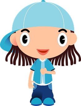 Cartoon Girlin Blue Capand Outfit