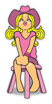 Cartoon Girlin Pink Outfit PNG with transparent background