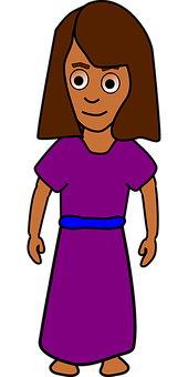 Cartoon Girlin Purple Dress