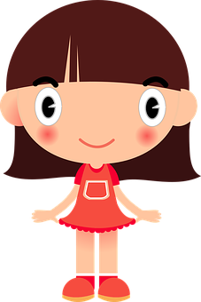 Cartoon Girlin Red Dress