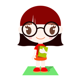 Cartoon Girlwith Book PNG with transparent background