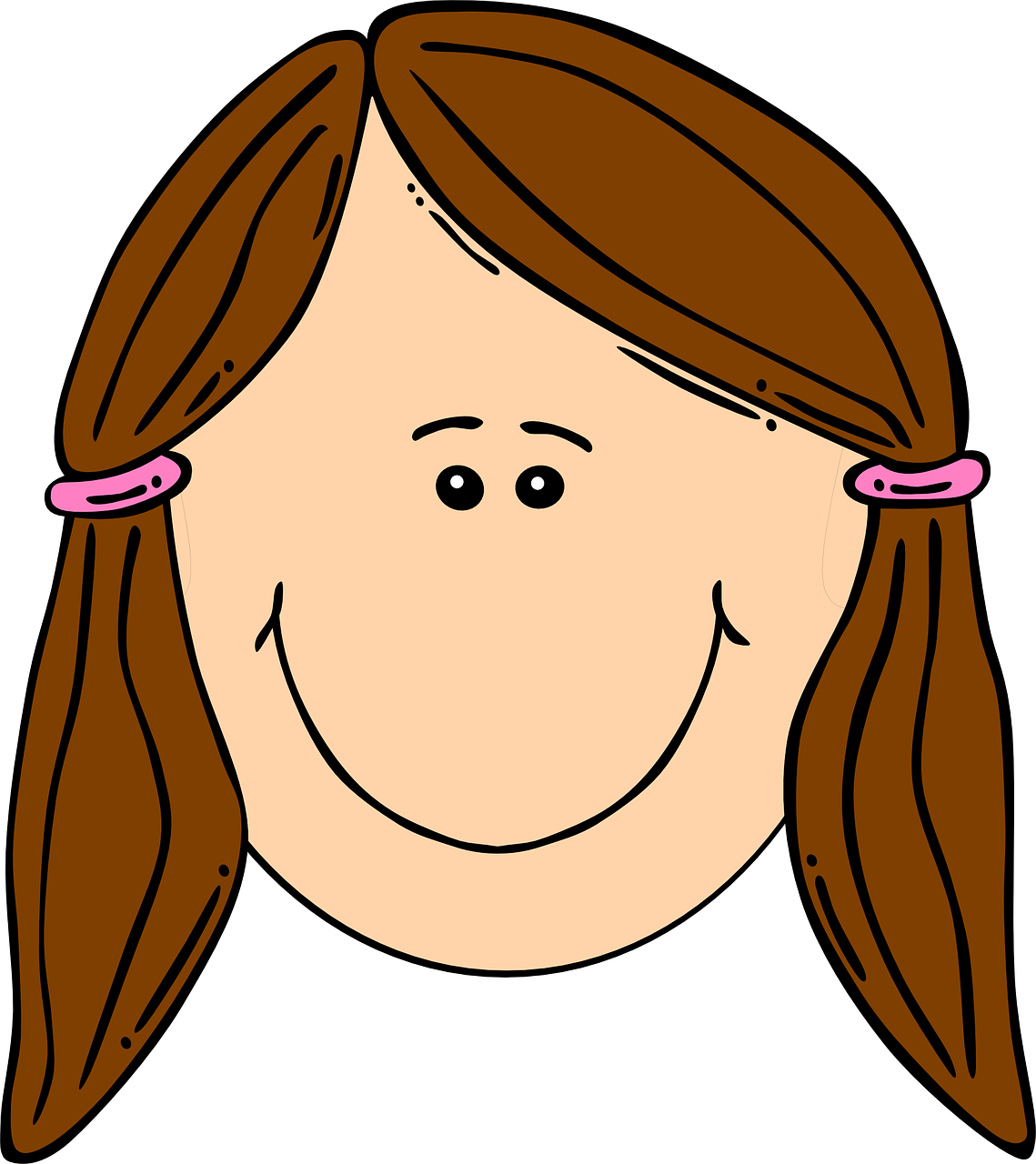 Girl, Brown, Hair, Ponytail, Happy, Smiling - Sad Face Girl Cartoon, HD Png Download PNG image with a transparent background, free high-resolution download