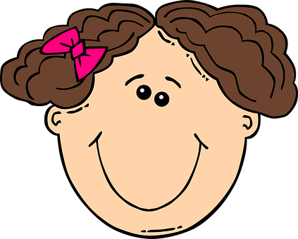 Cartoon Girlwith Pink Bow