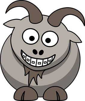 Cartoon Goat Character Smiling PNG with transparent background