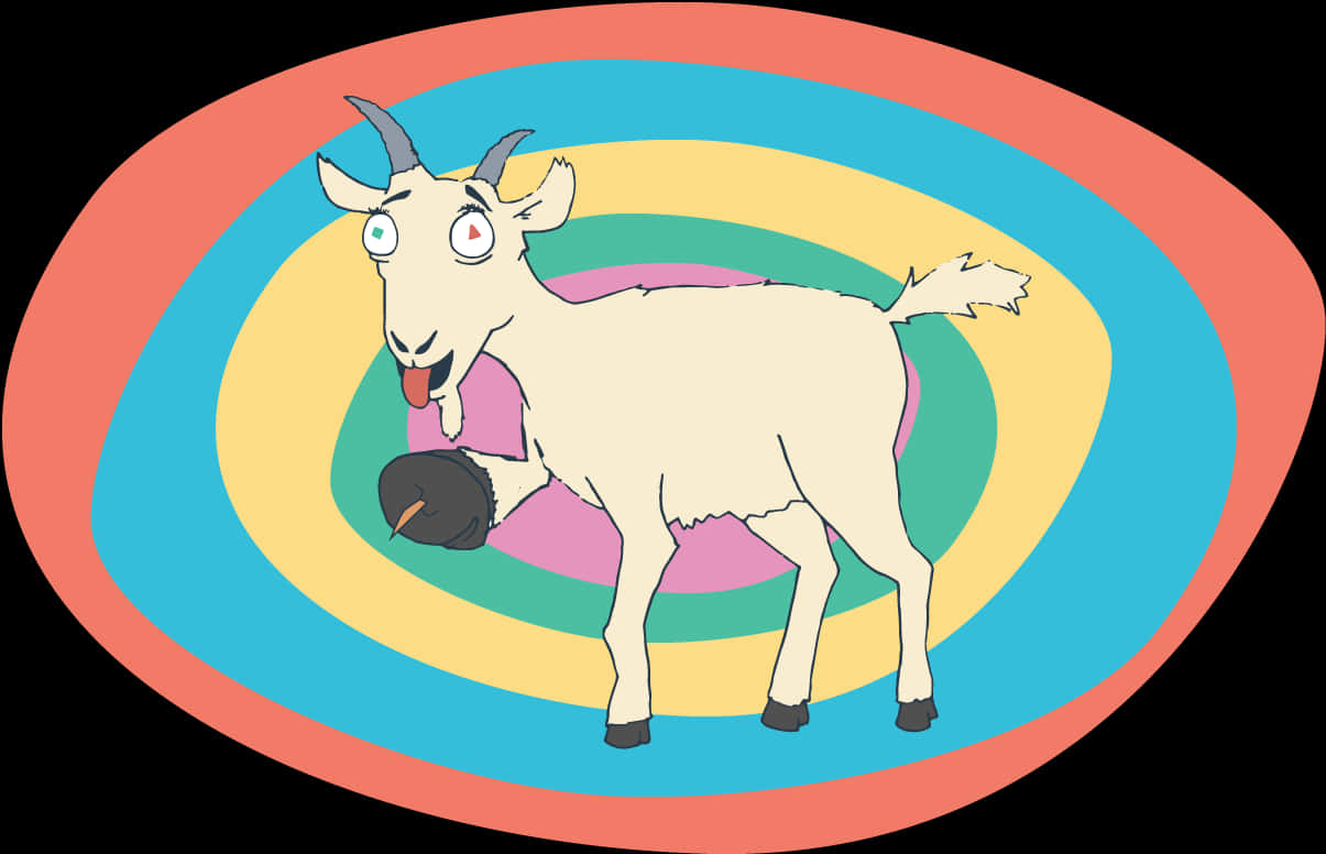 Cartoon Goat Rainbow Background