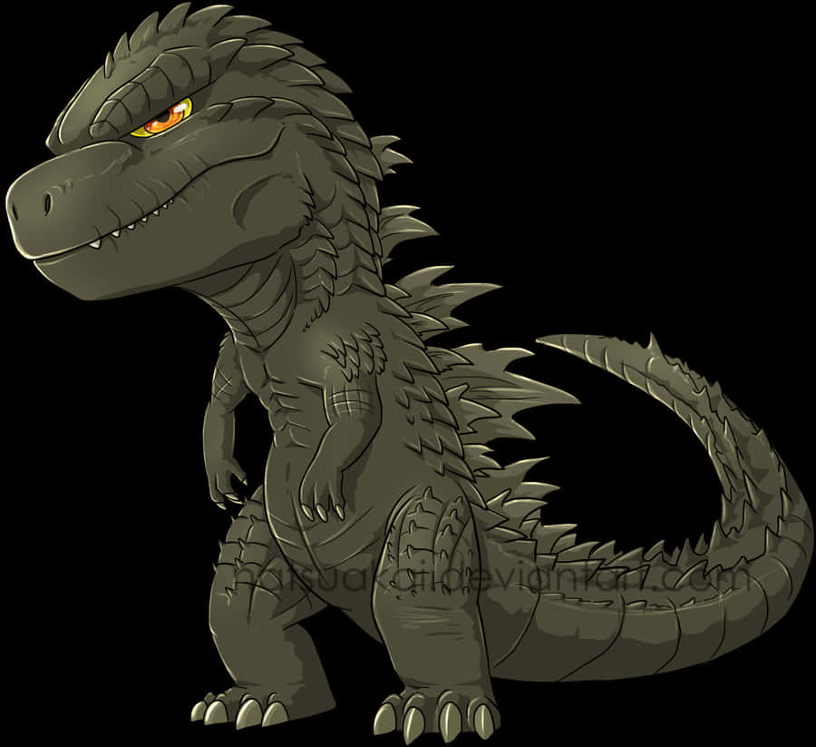 Cartoon Godzilla Standing PNG with transparent background