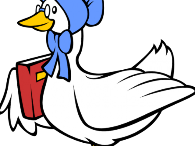 Cartoon Goose Reading Book