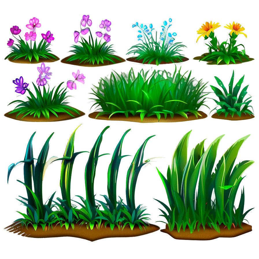 Cartoon Grass Set Png 06122024