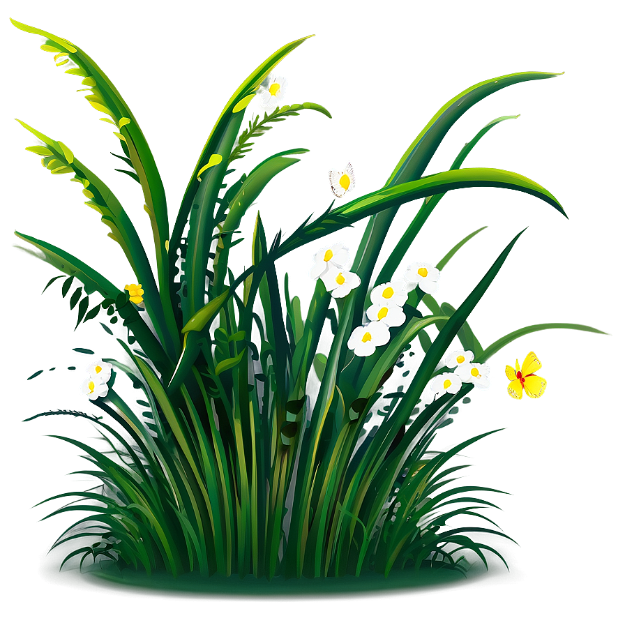 Cartoon Grass With Butterfly Png 38