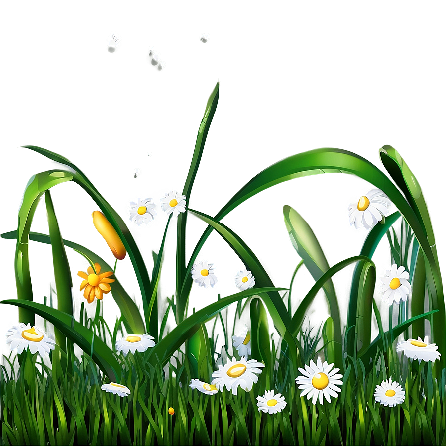 Cartoon Grass With Daisies Png 06122024