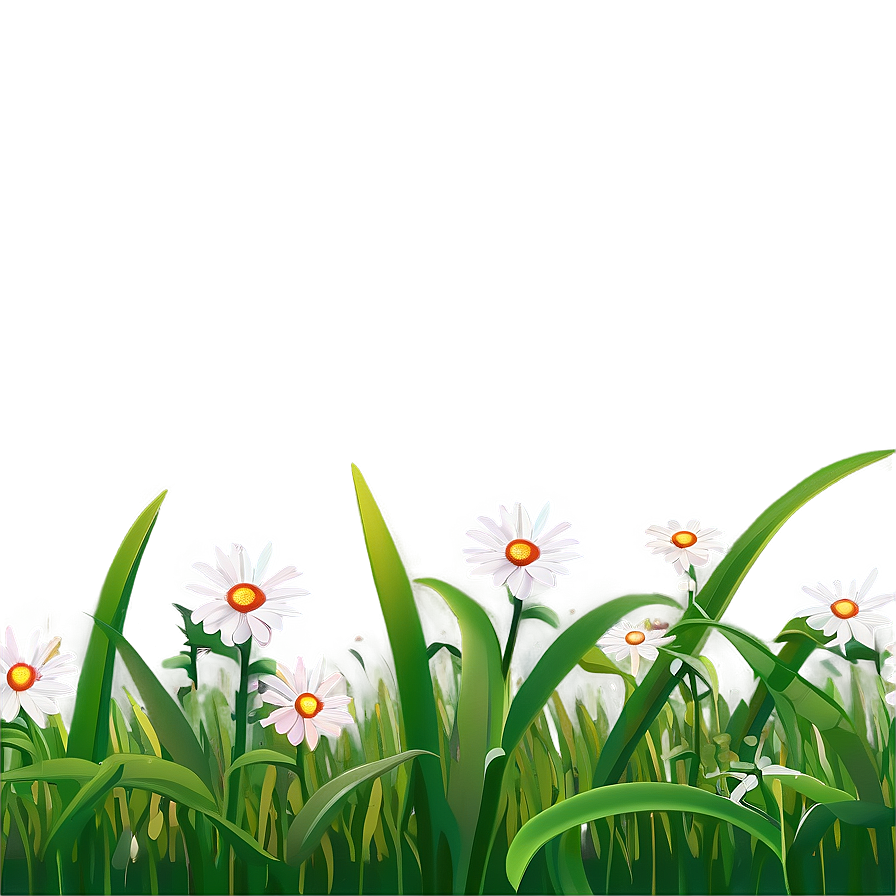 Cartoon Grass With Flowers Side Png Wka18