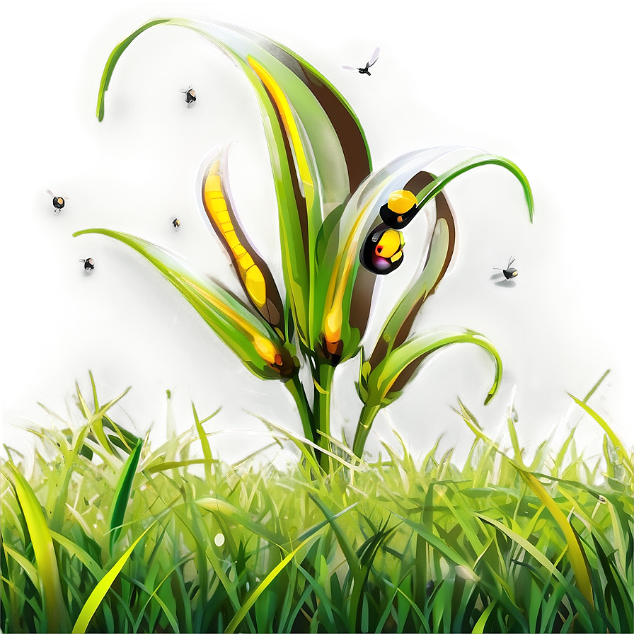 Cartoon Grass With Insects Png 81