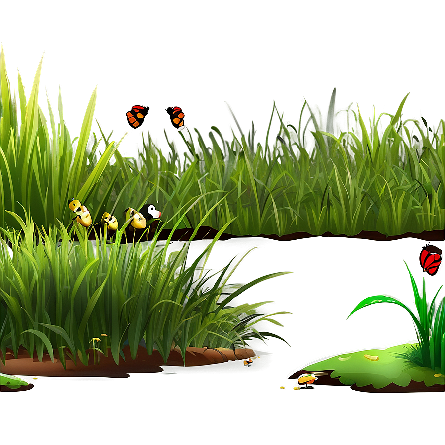 Cartoon Grass With Insects Png Fej52