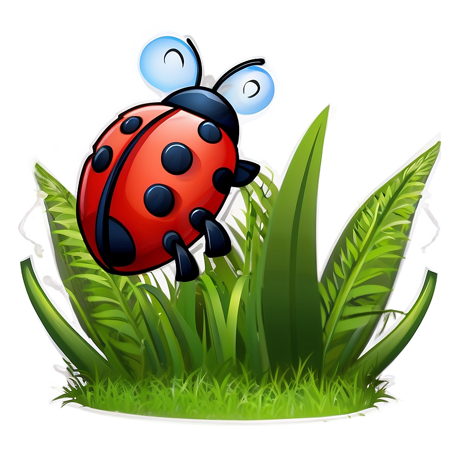 Cartoon Grass With Ladybug Png 7