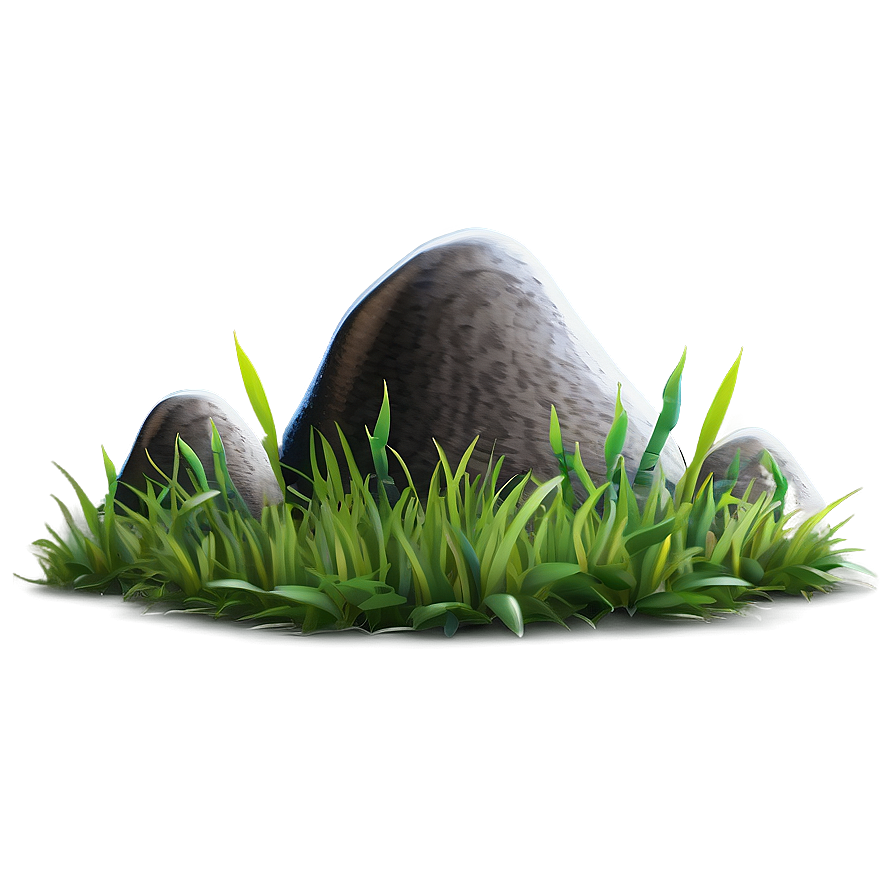 Cartoon Grass With Rocks Png 40