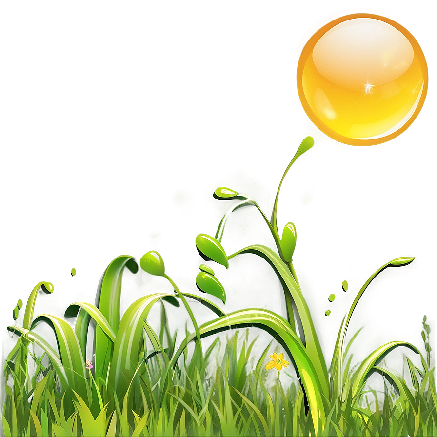 Cartoon Grass With Sun Png Qio