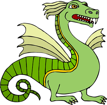Cartoon Green Dragon Illustration PNG with transparent background