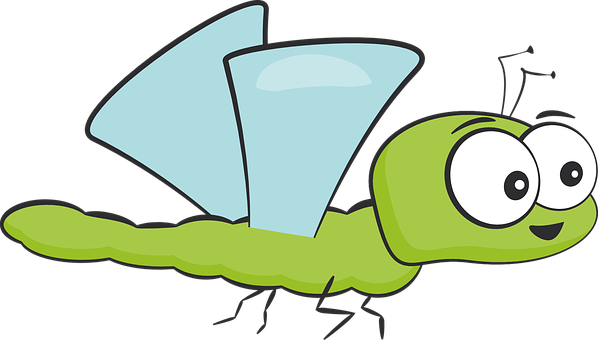 Cartoon Green Flying Insect PNG with transparent background