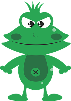 Cartoon Green Frog Character PNG with transparent background