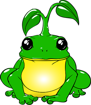 Cartoon Green Frog Illustration PNG with transparent background