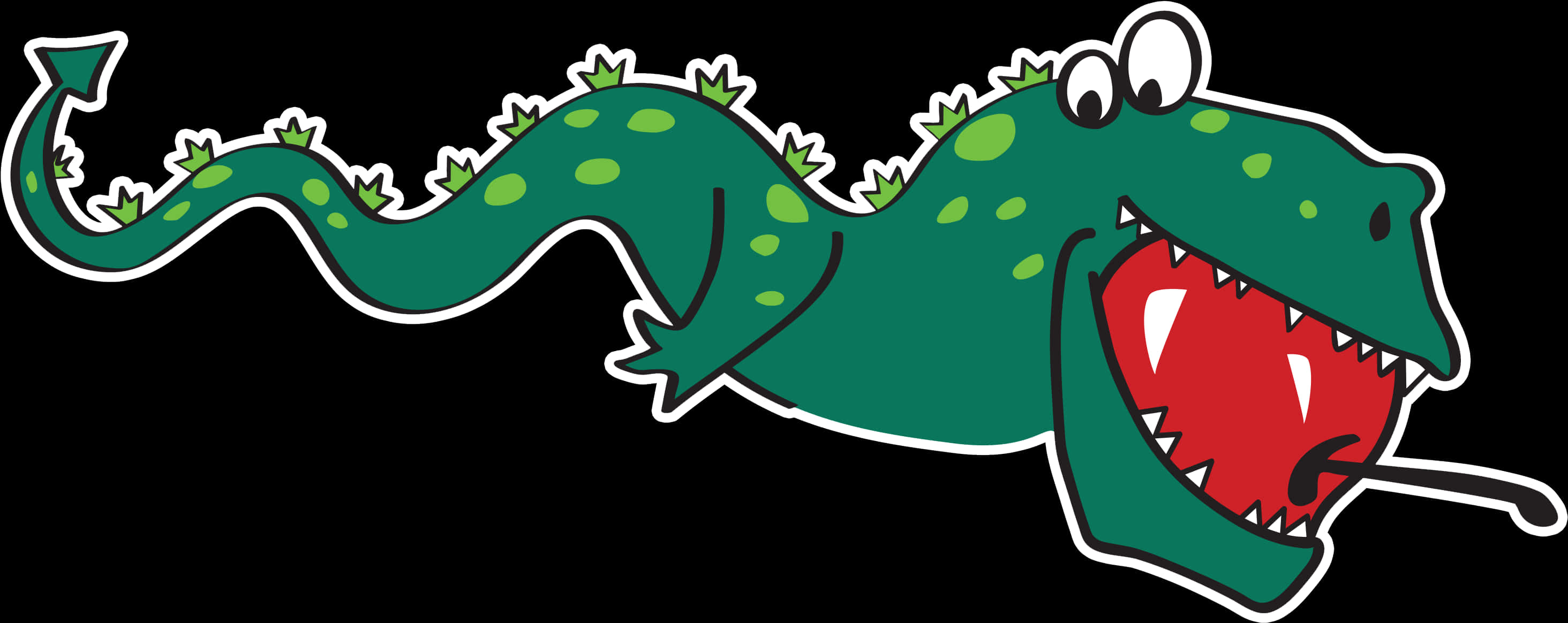 Cartoon Green Monster Serpentine Shape PNG with transparent background
