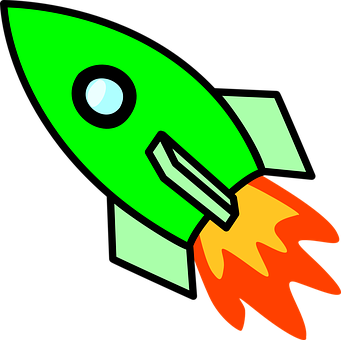 Cartoon Green Rocket Flame PNG with transparent background