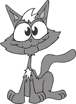 Cartoon Grey Cat Character