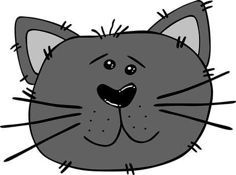 Cartoon_ Grey_ Cat_ Face_ Vector