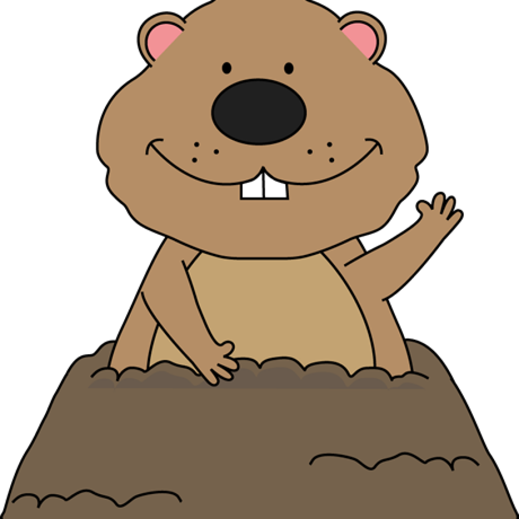 Cartoon Groundhog Emerging From Burrow.png