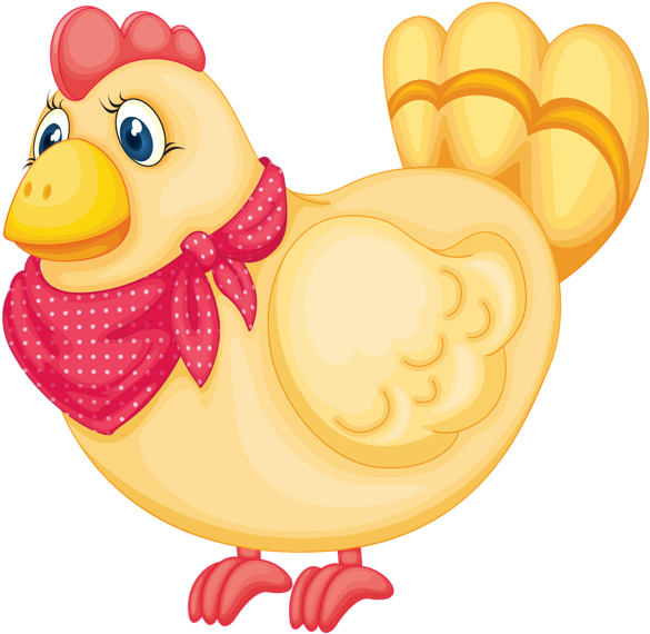 Cartoon Hen Wearing Red Scarf.png