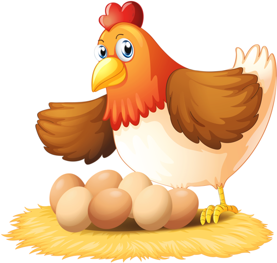 Cartoon Hen With Eggs