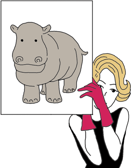 Cartoon Hippopotamus Heldby Woman Illustration