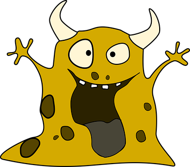 Cartoon Horned Alien Creature PNG with transparent background