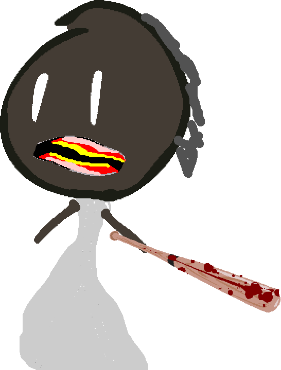 Cartoon Horror Figurewith Bloody Weapon PNG with transparent background
