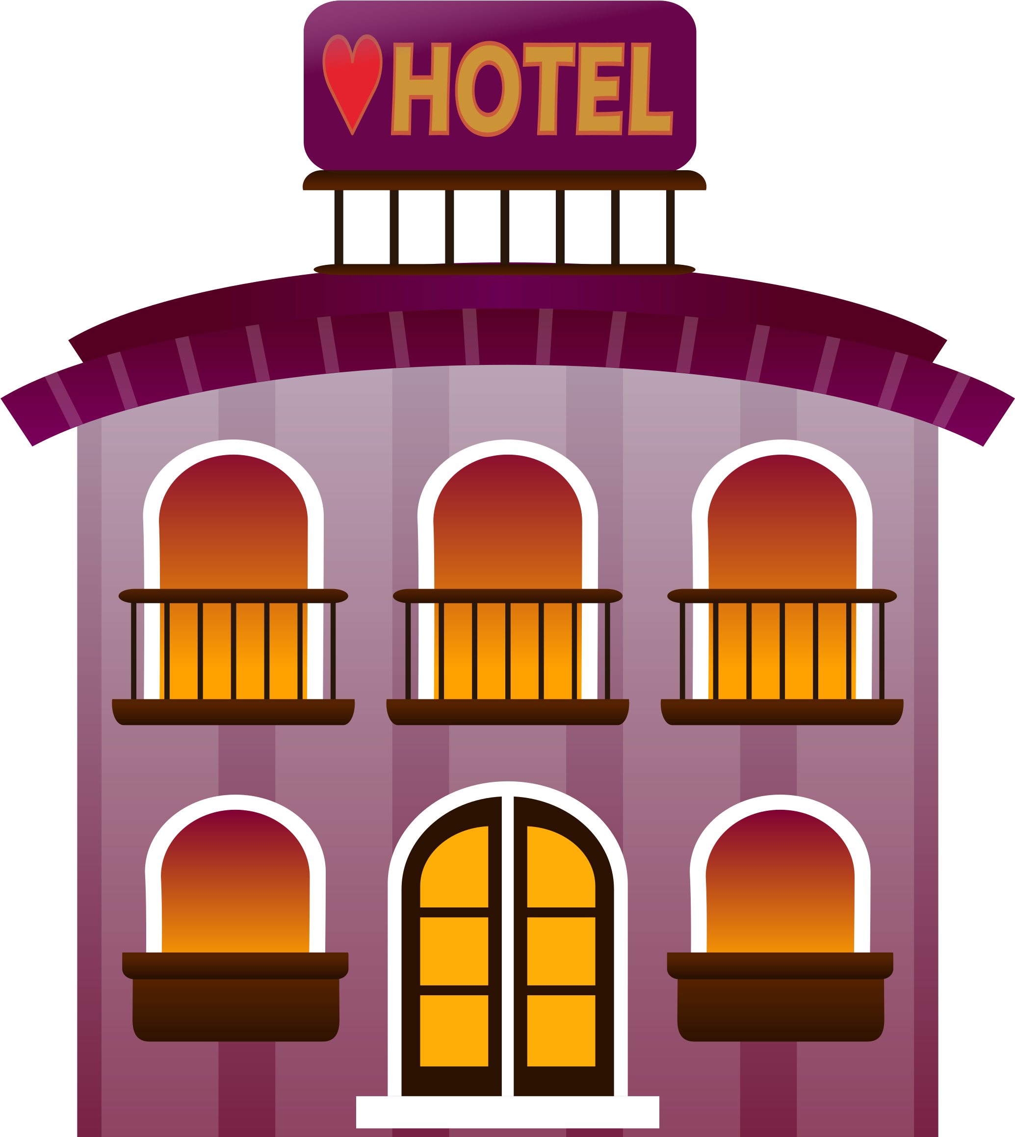 Cartoon Hotel Facade Graphic PNG with transparent background