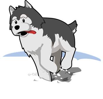 Cartoon Huskyon Ice